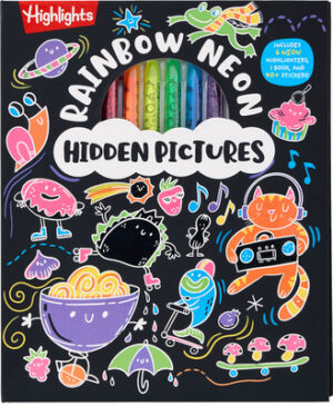 Rainbow Neon Hidden Pictures: Rainbow Activity Book with Neon Markers and Over 40 Stickers, Fun Sticker Puzzle Book for Creative Kids Ages 6-12